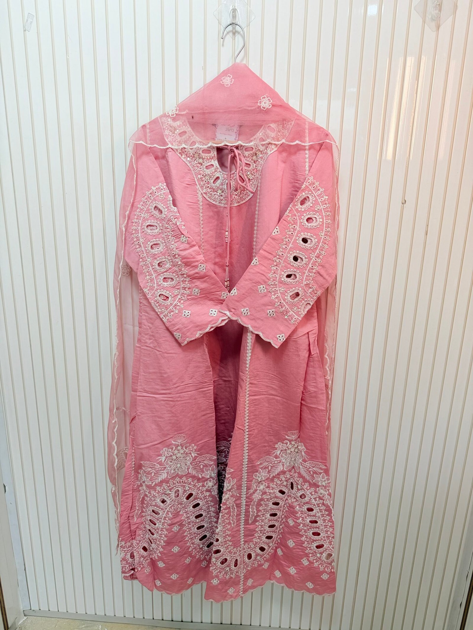 Roman Silk A-Line Cutwork Suit - Image 10