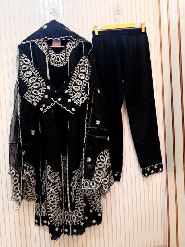 Roman Silk A-Line Cutwork Suit