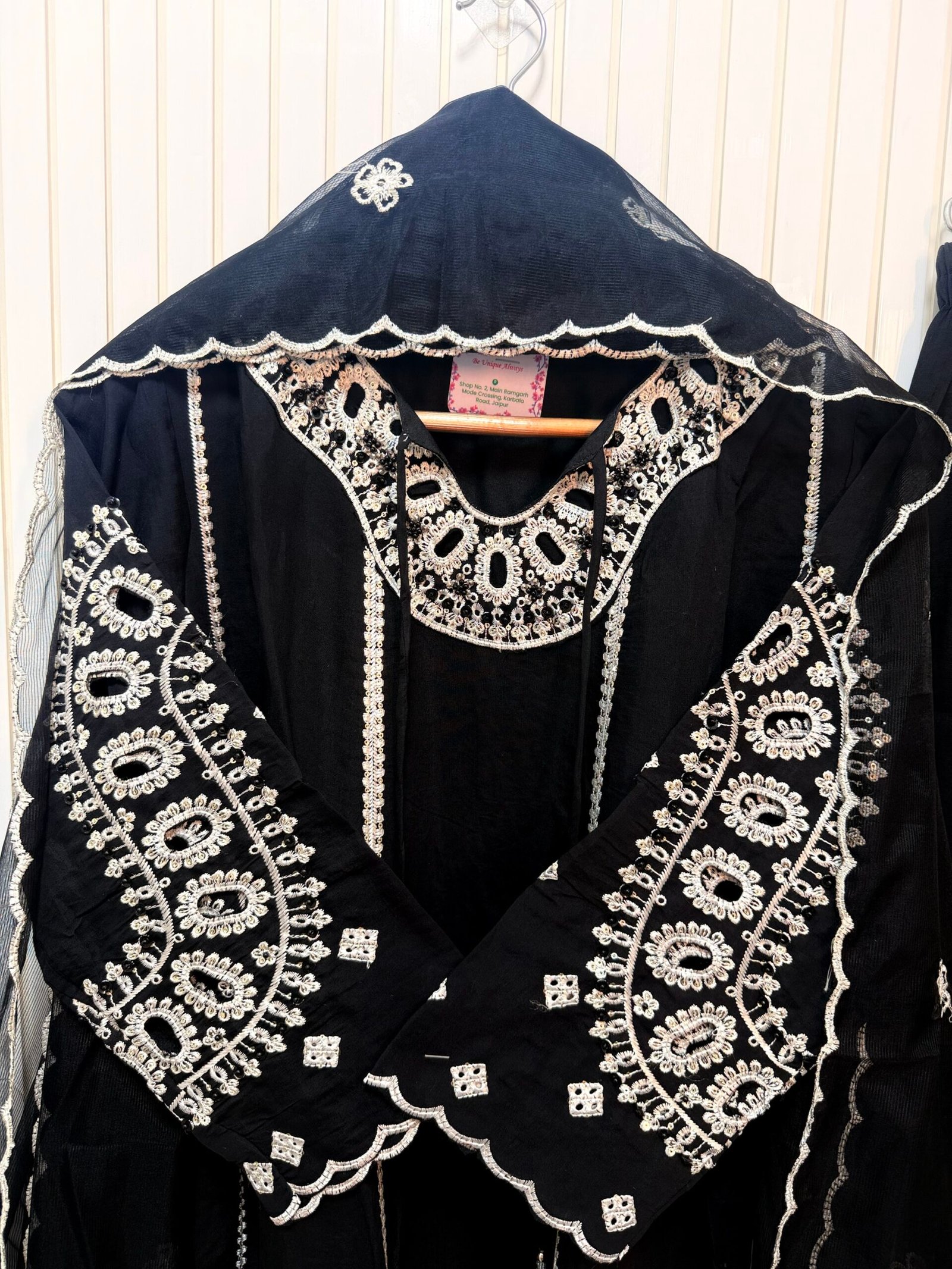 Roman Silk A-Line Cutwork Suit - Image 4
