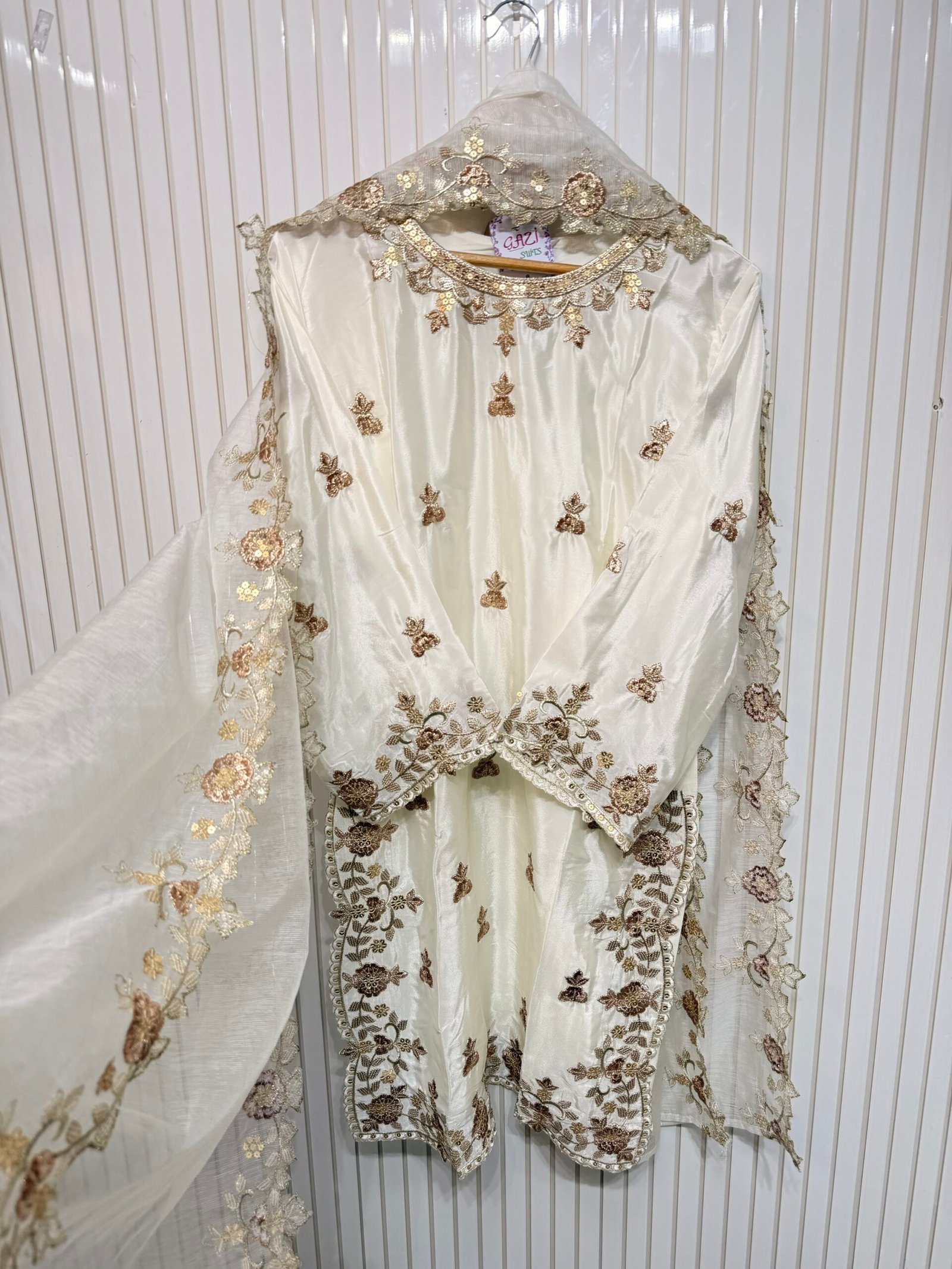 Gajji Silk Embroidered Sharara Suit - Image 4