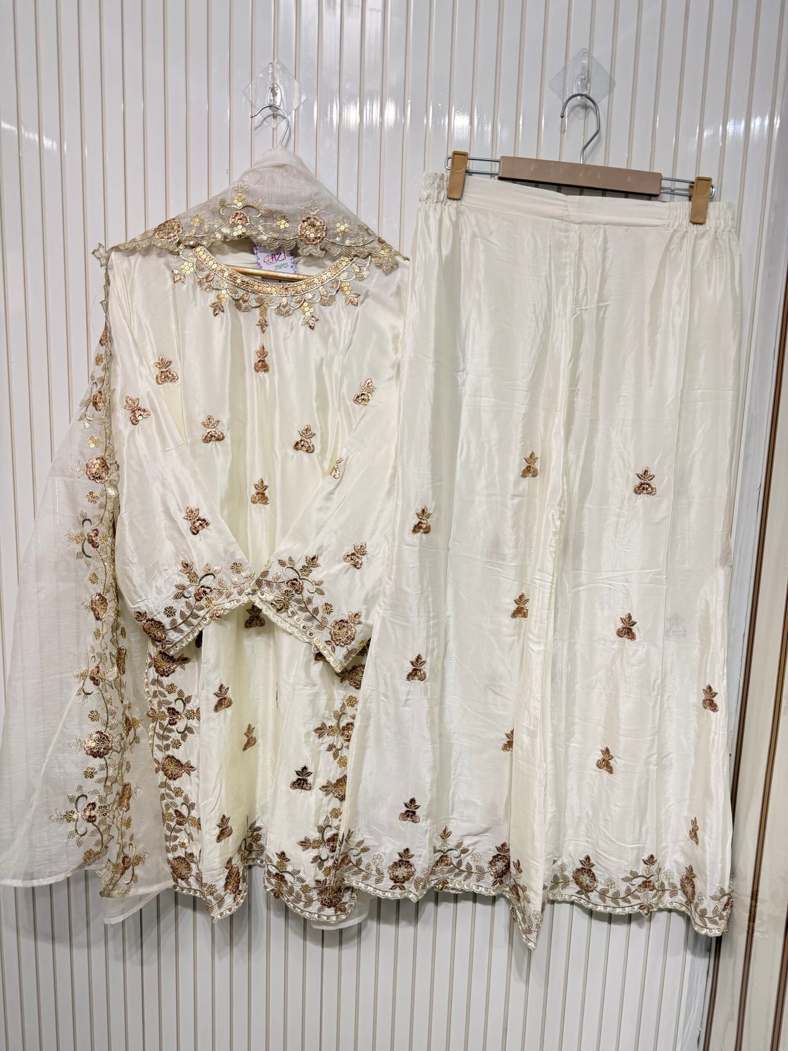 Gajji Silk Embroidered Sharara Suit - Image 2