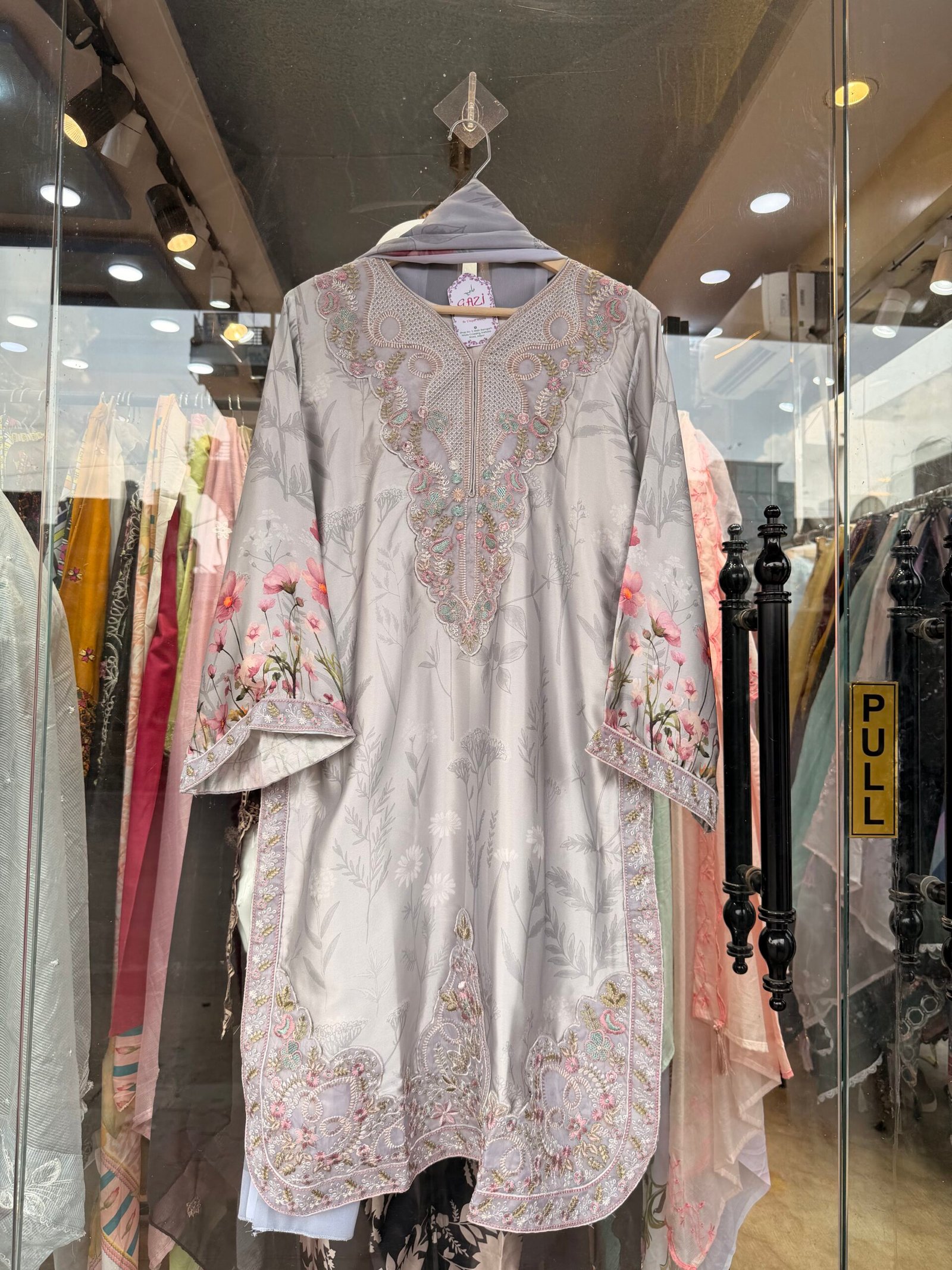 Printed Satin Naira Cut Plazo Suit - Image 9