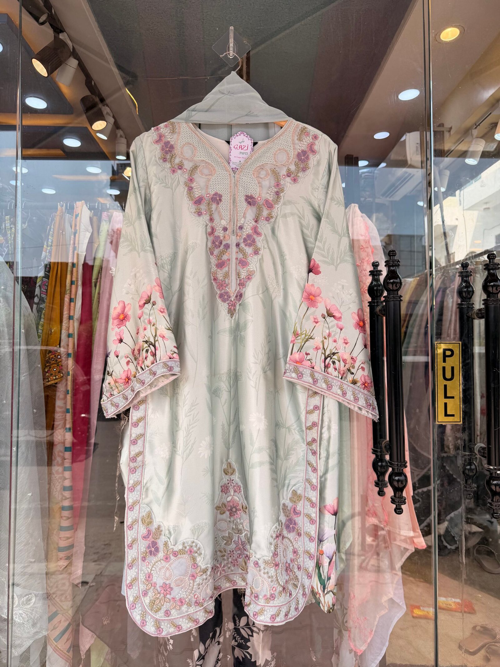 Printed Satin Naira Cut Plazo Suit - Image 8