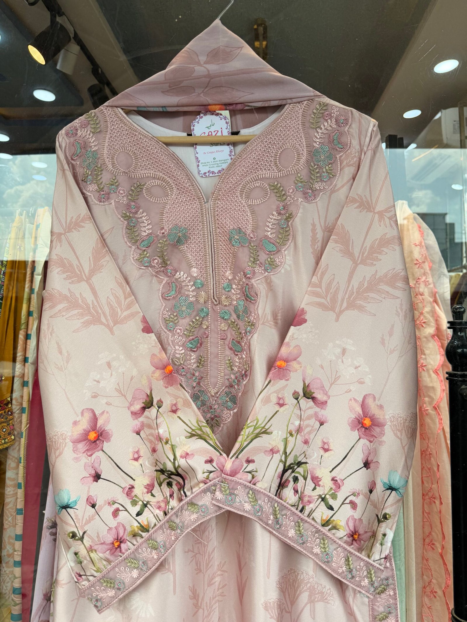 Printed Satin Naira Cut Plazo Suit - Image 7