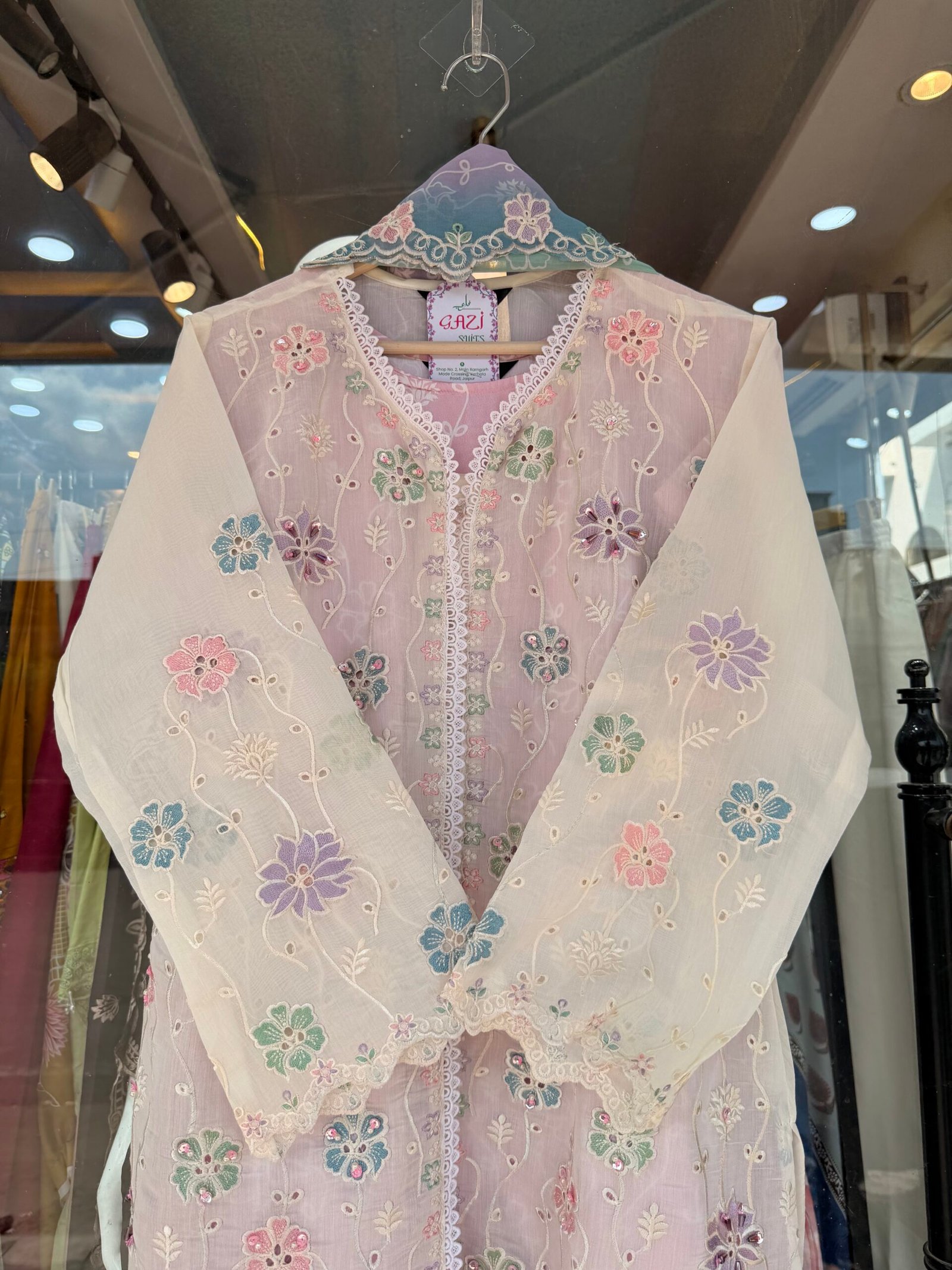 Printed Satin Naira Cut Plazo Suit - Image 3