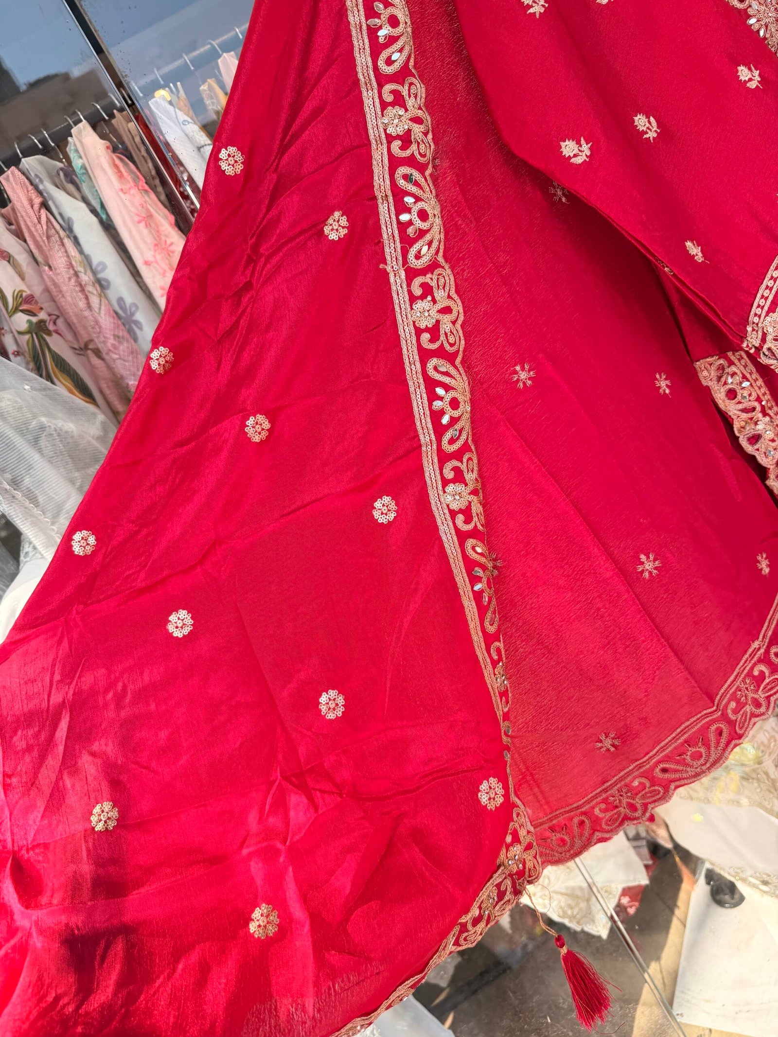 Heavy Chinnon Cutwork Suit with Heavy Dupatta - Image 4