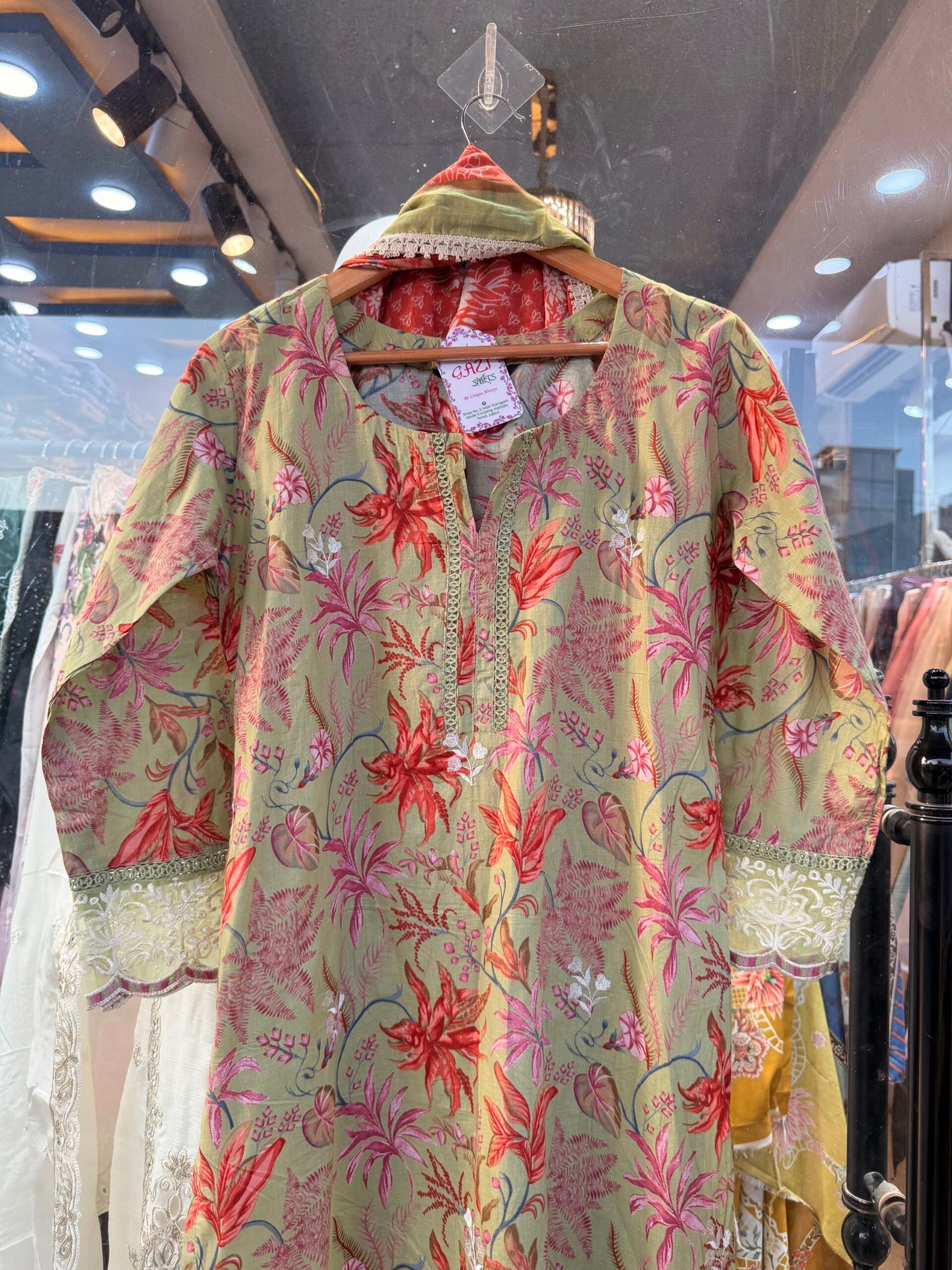 Pure Cotton Printed Embroidered Ready-to-Wear Suit - Image 10
