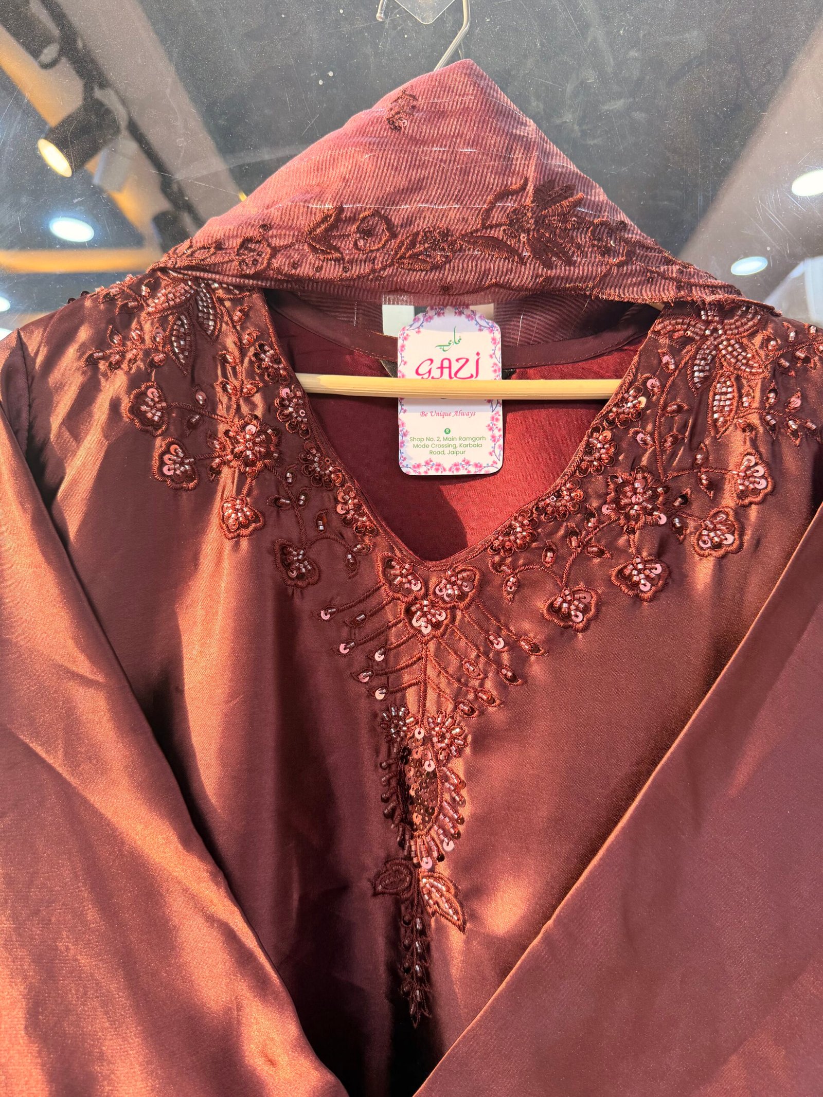Satin Farshi Shalwar Suit with Kota Checks Dupatta - Image 7