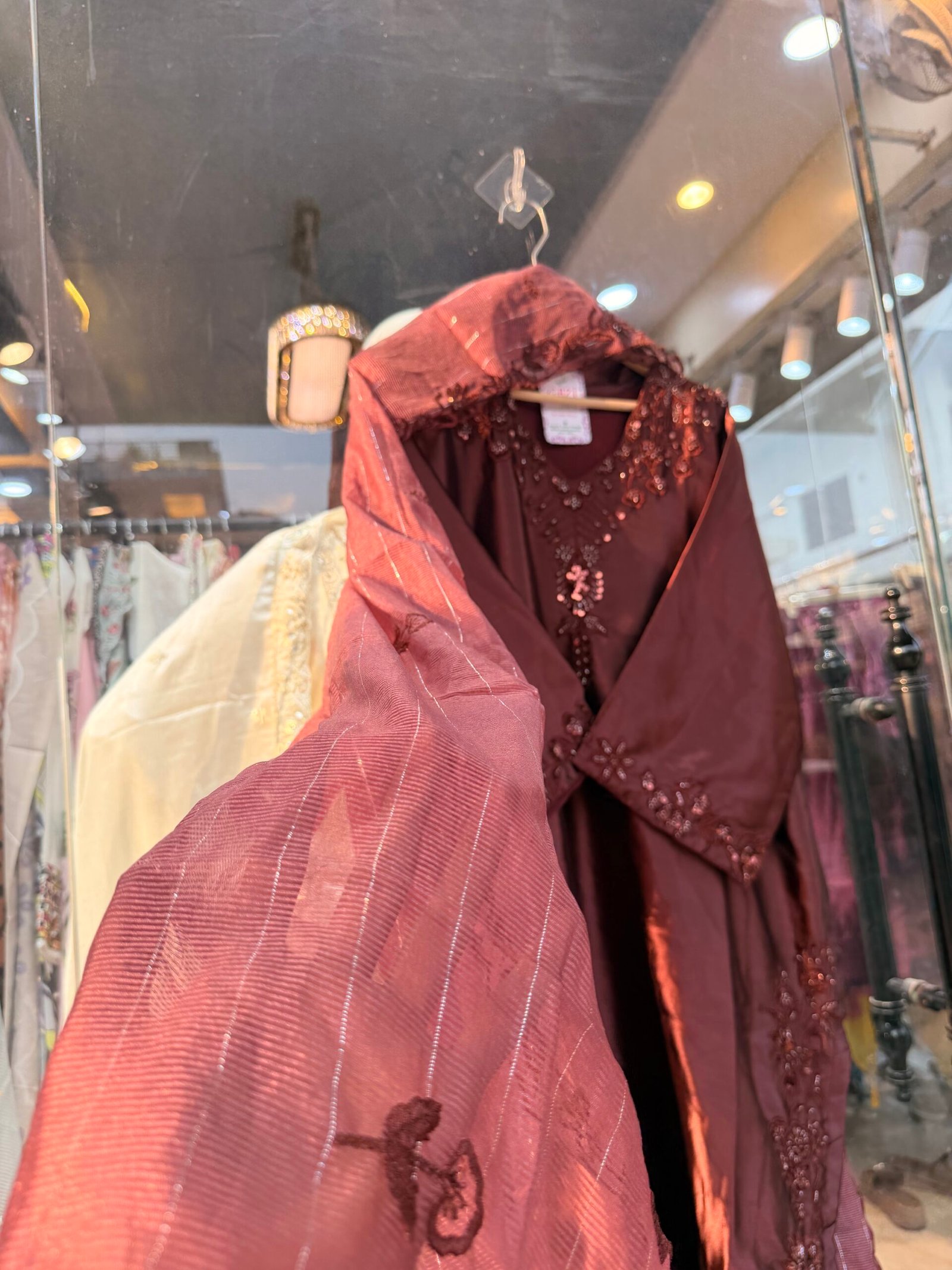 Satin Farshi Shalwar Suit with Kota Checks Dupatta - Image 8