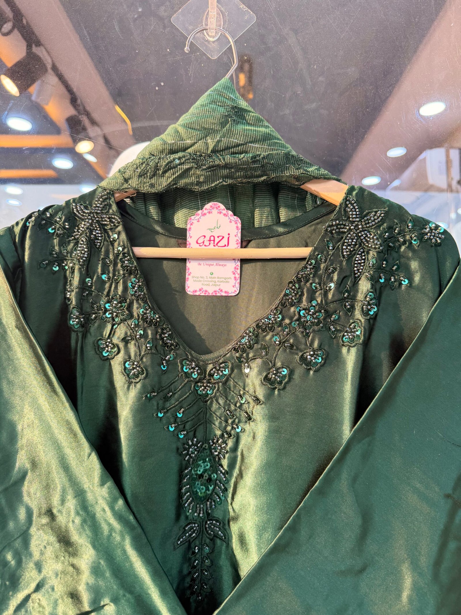 Satin Farshi Shalwar Suit with Kota Checks Dupatta - Image 12