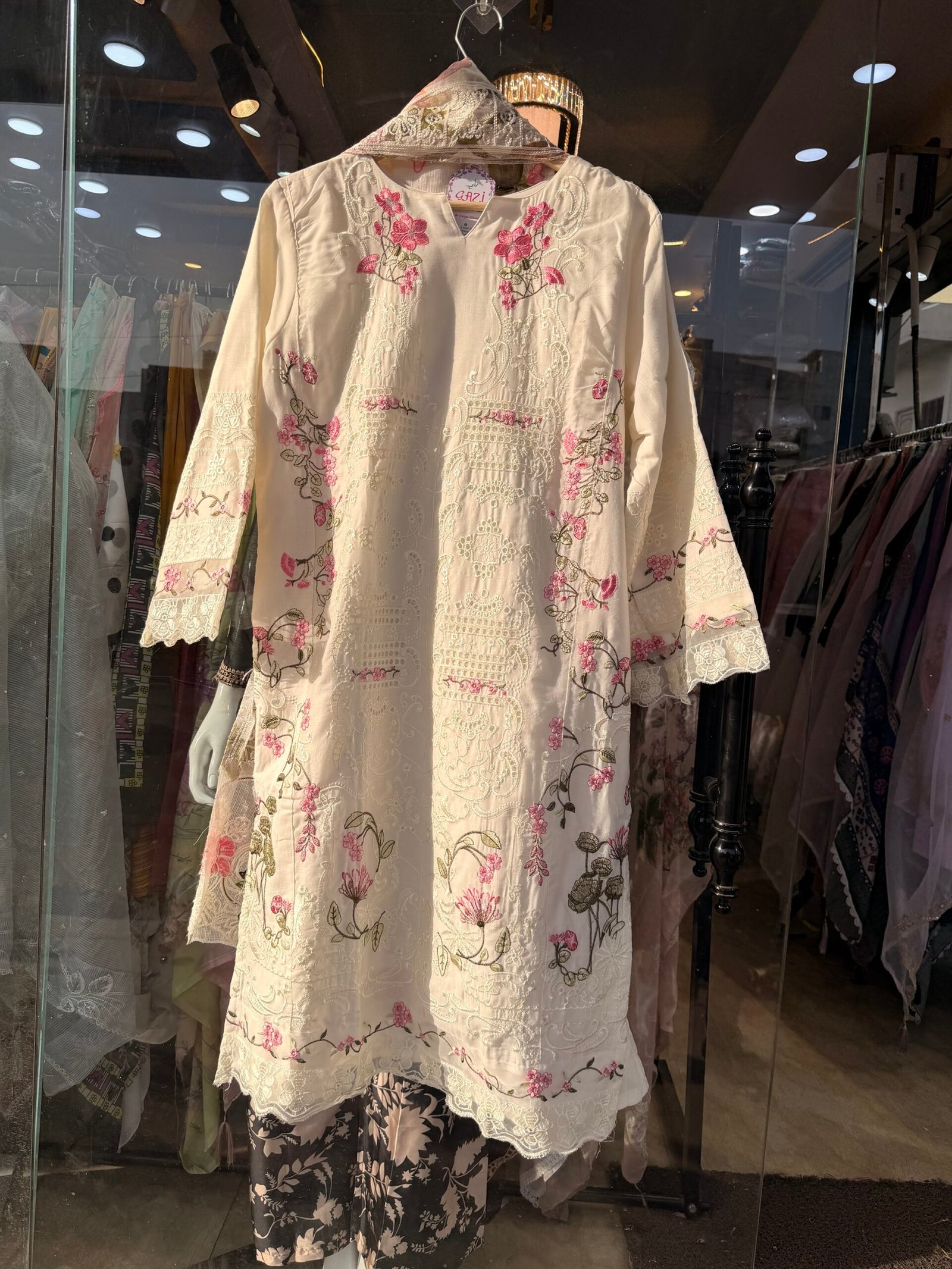 Cotton Chikankari Embroidered Plazo Suit